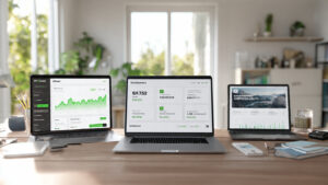 photorealistic workspace with three modern laptops 1 How To Make - Anything