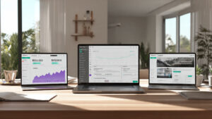 photorealistic workspace with three modern laptops 2 How To Make - Anything