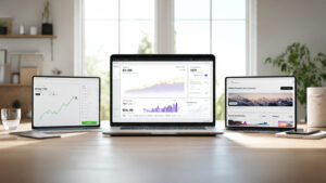 photorealistic workspace with three modern laptops 3 How To Make - Anything